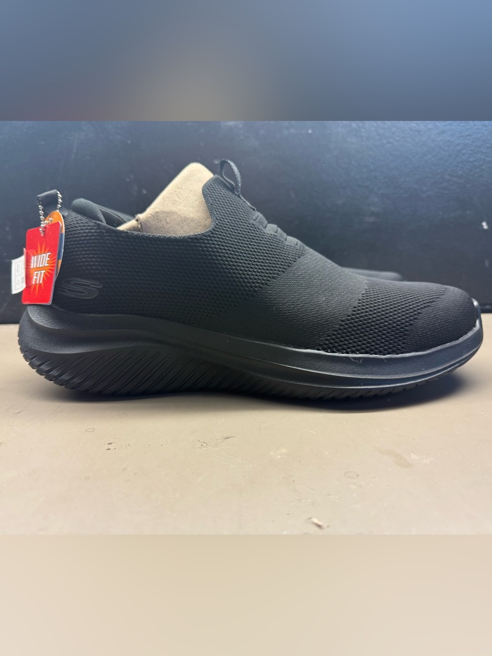 New Men’s Skechers Ultra Flex 3.0 Denlark Black Black Knit Slip-On Stretch M12W
